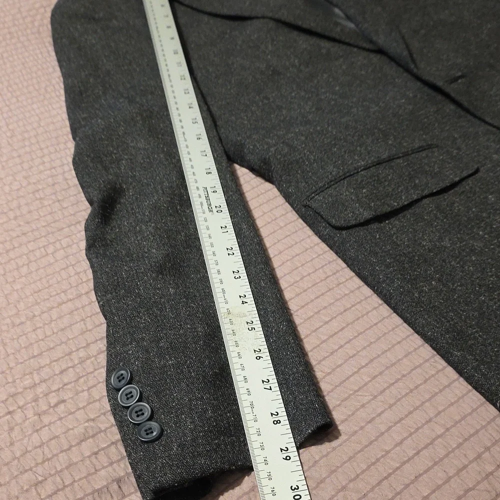 Andrew Fizza Black Tweed Coat 44R